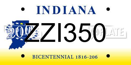 ZZI350 Indiana License Plate