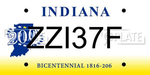 ZZI37F Indiana License Plate