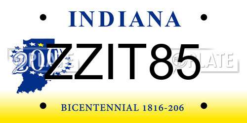 ZZIT85 Indiana License Plate