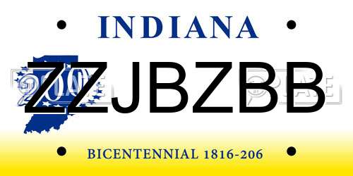 ZZJBZBB Indiana License Plate