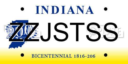 ZZJSTSS Indiana License Plate