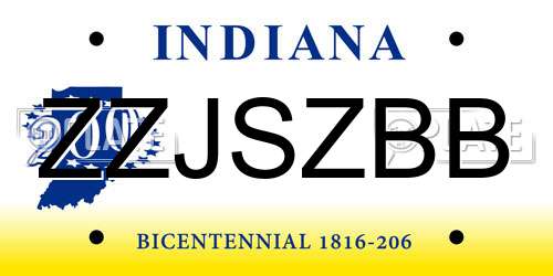 ZZJSZBB Indiana License Plate
