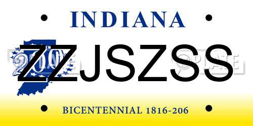 ZZJSZSS Indiana License Plate