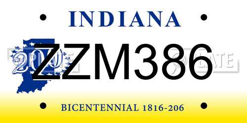 ZZM386 Indiana License Plate