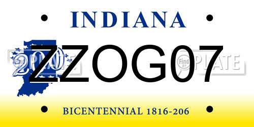 ZZOG07 Indiana License Plate