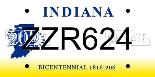 ZZR624 Indiana License Plate