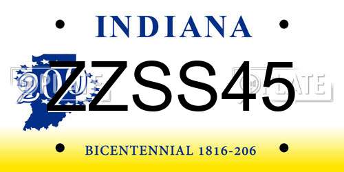 ZZSS45 Indiana License Plate