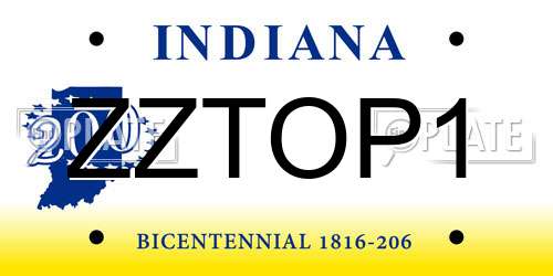ZZTOP1 Indiana License Plate