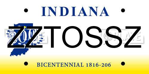 ZZTOSSZ Indiana License Plate