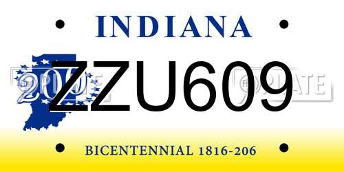 ZZU609 Indiana License Plate