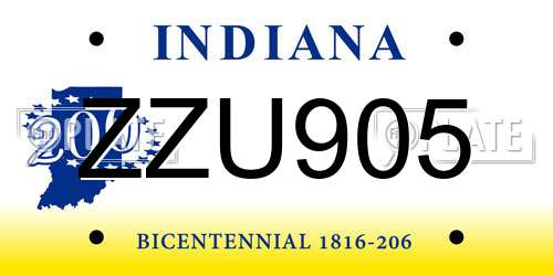 ZZU905 Indiana License Plate