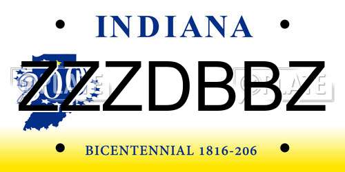 ZZZDBBZ Indiana License Plate