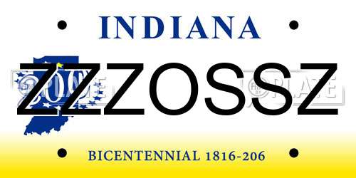 ZZZOSSZ Indiana License Plate