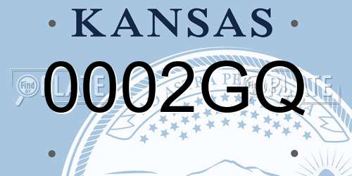 0002GQ Kansas License Plate