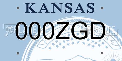 000ZGD Kansas License Plate