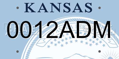 0012ADM Kansas License Plate