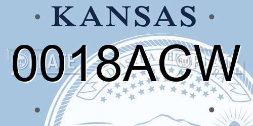 0018ACW Kansas License Plate