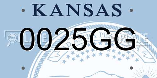 0025GG Kansas License Plate