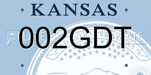 002GDT Kansas License Plate