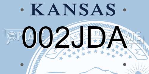 002JDA Kansas License Plate