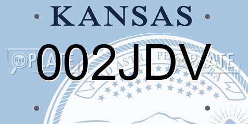 002JDV Kansas License Plate