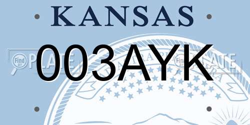 003AYK Kansas License Plate