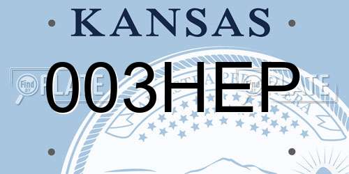 003HEP Kansas License Plate