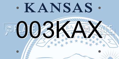 003KAX Kansas License Plate