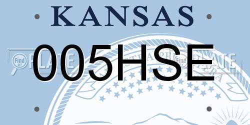 005HSE Kansas License Plate