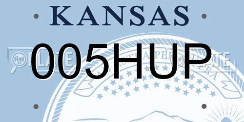 005HUP Kansas License Plate
