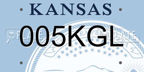 005KGL Kansas License Plate