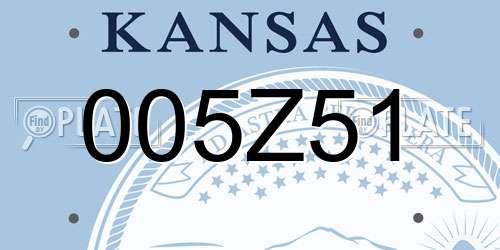 005Z51 Kansas License Plate