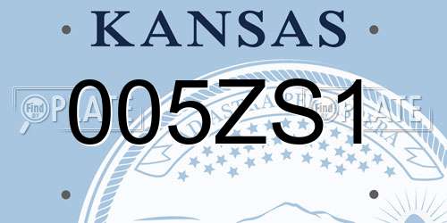 005ZS1 Kansas License Plate