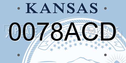 0078ACD Kansas License Plate