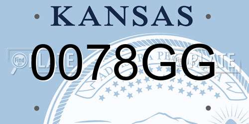 0078GG Kansas License Plate