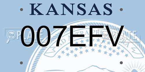 007EFV Kansas License Plate