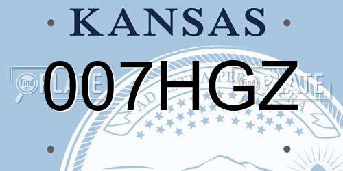 007HGZ Kansas License Plate