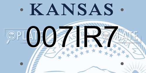 007IR7 Kansas License Plate