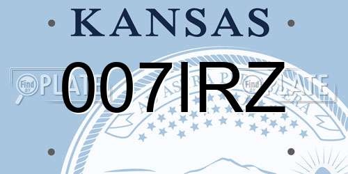 007IRZ Kansas License Plate