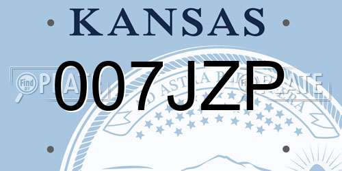 007JZP Kansas License Plate