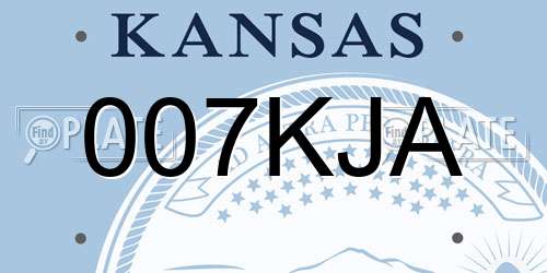007KJA Kansas License Plate