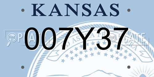 007Y37 Kansas License Plate