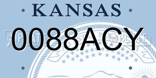0088ACY Kansas License Plate