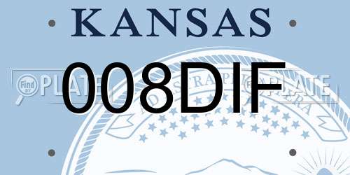 008DIF Kansas License Plate