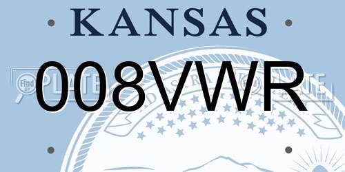 008VWR Kansas License Plate
