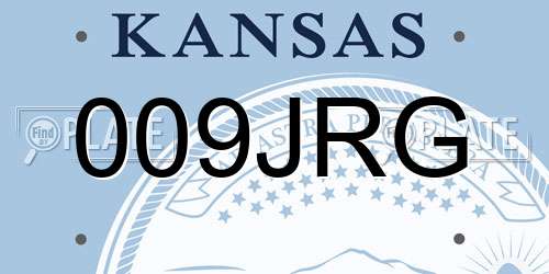 009JRG Kansas License Plate