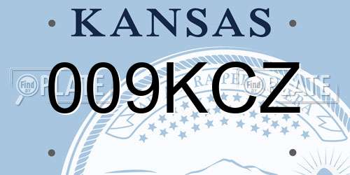 009KCZ Kansas License Plate