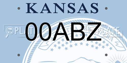 00ABZ Kansas License Plate