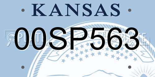 00SP563 Kansas License Plate
