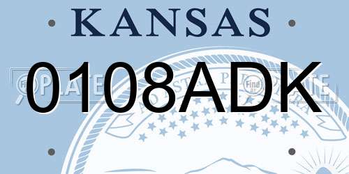 0108ADK Kansas License Plate